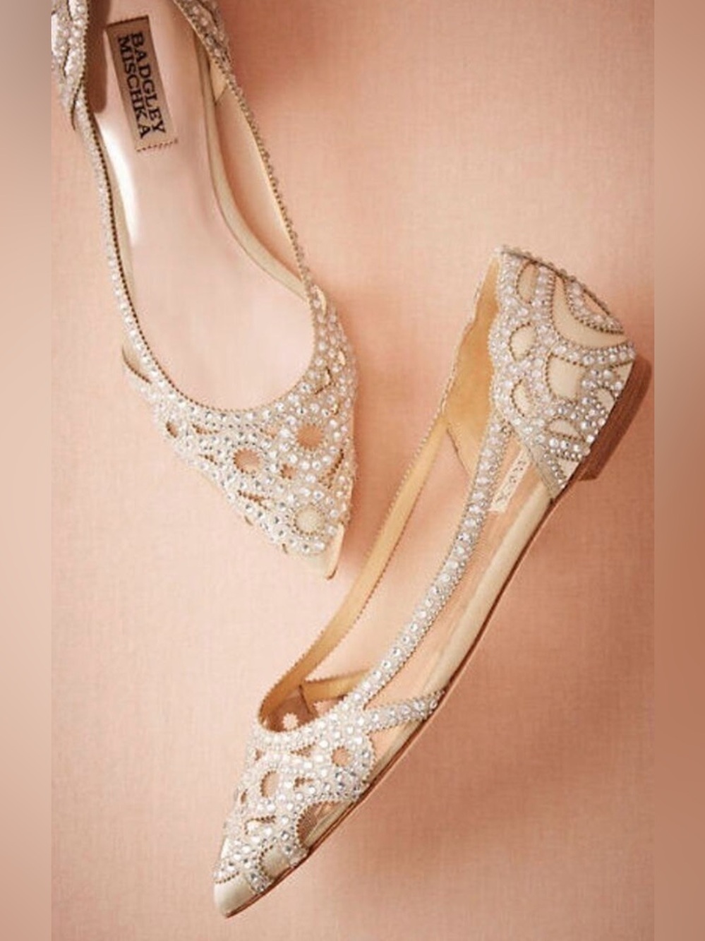 Badgley Mischka Gigi Crystal-Embellished Pointed-Toe Flats